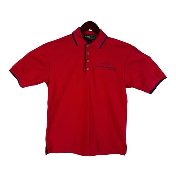 Vintage Lockheed Martin Aeronautics Red Embroidery Polo Shirt Small Cross Creek - Picture 1 of 14